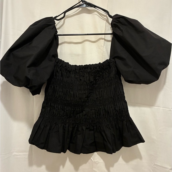 Astr Black Smocked Puff Sleeve Blouse - Picture 4 of 5